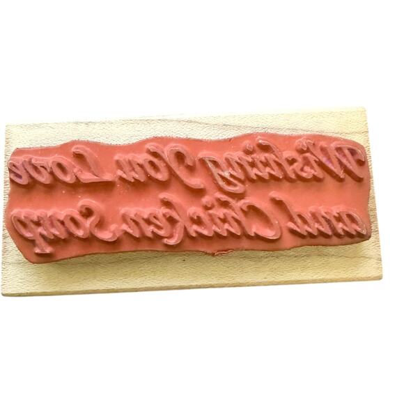 The Cottage Stamper Wish You Love And Chicken Soup F1465 Rubber Stamp - Picture 3 of 3